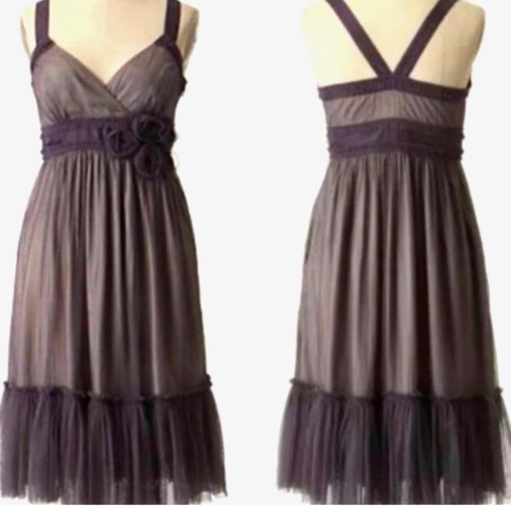 Anthropologie's Women's Moulinette Soeurs Spirited Away Grey Silk Dress Size 4​​